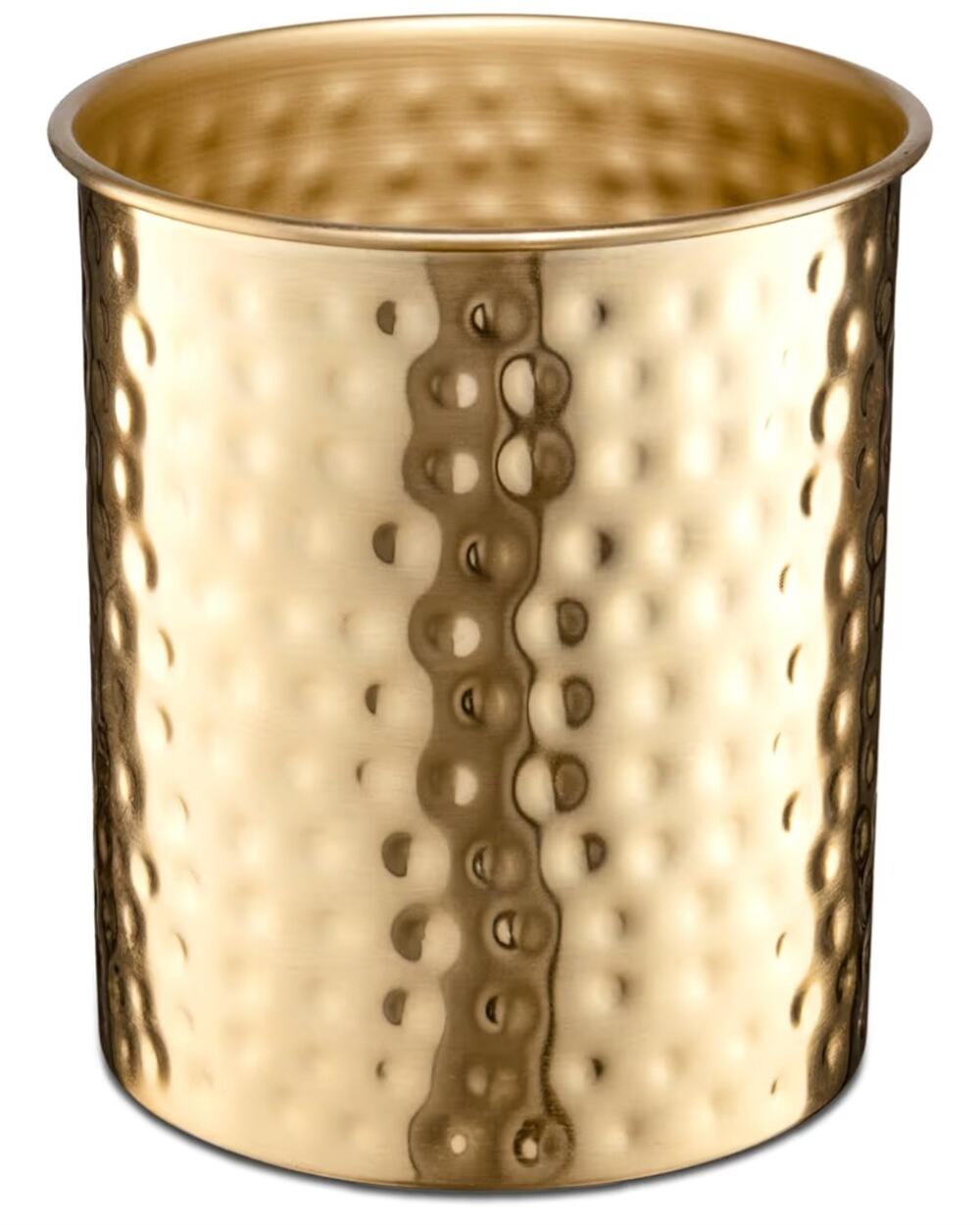 Monarch Abode Hand Hammered Utensil Holder Brushed Gold Metal Crock 7"